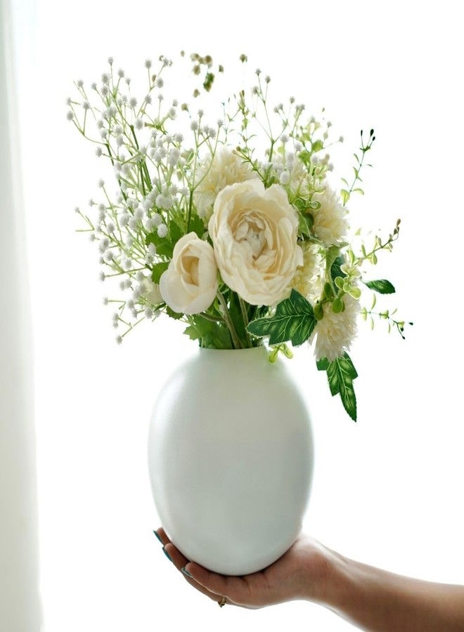 BEHOMA Metal Ball Flower Vase for Home Decor | Table Decorative Item for Bedroom Living Room Office Wedding | Best Gift for Birthday Anniversary Festival | White, Medium - Image 2